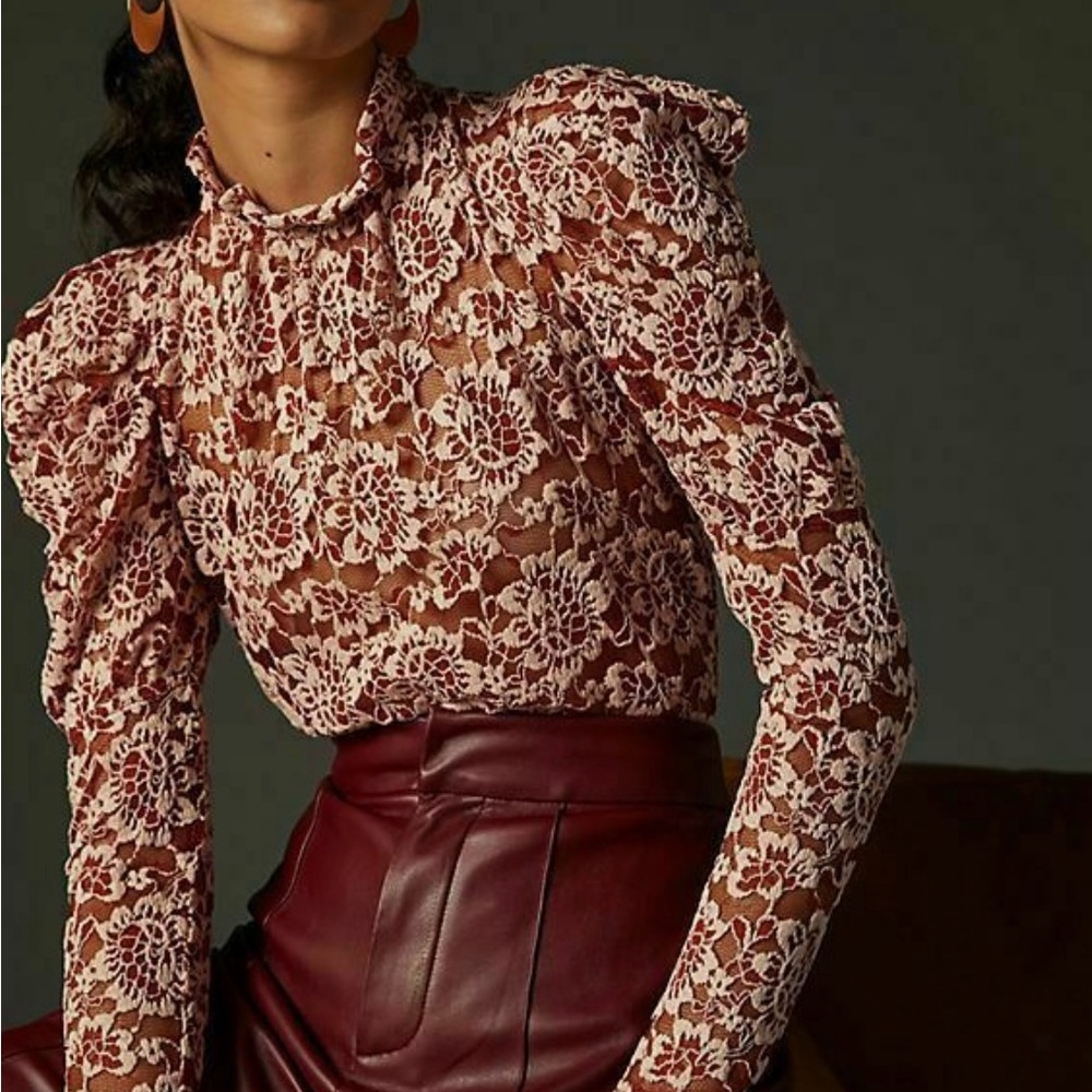Anthropologie Lace Floral Top